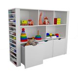 Estante Organizadora Infantil Porta Livros E Carrinhos Com Baús Ava 100% Mdf