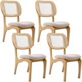 Kit 4 Cadeiras Para Sala De Jantar Estofada E Tela Mariah L02 Bouclê Creme