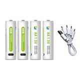 Baterias Aa De Lítio Recarregáveis De 3000 Mah 1,5 V, Pacote Com 4 Unidades Com Cabo
