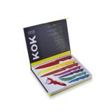 Conjunto De Facas Kok Cooks Colors Com Chef, Pão, Filé E Queijo