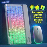 Teclado Bluetooth Sem Fio Para Tablet Rainbow Backlit Keybo