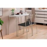Mesa De Sala Jantar Multiuso Dobrável E 2 Banquetas 1700 Prata/branco - Prata/preto - Carraro