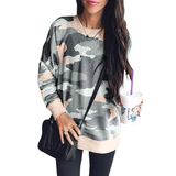 Moletom Feminino Ecowish Com Gola Redonda E Manga Comprida Com Estampa Camuflada 233