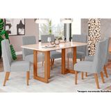 Sala De Jantar Completa Yara C/ Tampo Madeirado C/ Vidro Curvo 160x90cm E 6 Cadeiras Eloa Nature/suede Light Linho - Henn