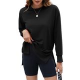 Moletom Feminino Ecowish Com Gola Redonda E Manga Comprida, Preto S