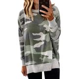 Moletom Feminino Ecowish Com Gola Redonda E Manga Comprida Com Estampa Camuflada