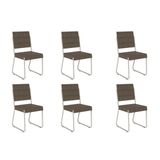 Cadeira Sala De Jantar 1736 Kit 6 Uni Prata/suede Linho Cinza - Carraro