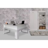 Escritório Completo (1 Mesa De Canto P/ Escritório Me4145 + 1 Estante Me4150 + 1 Armário Me4151) 3 Peças Branco - Tecno Mobili