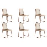 Cadeira Sala De Jantar Wood 1751 Kit 6 Uni Rose/linho Areia - Carraro
