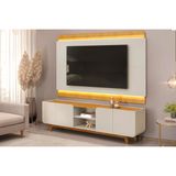 Rack Bancada C/ Painel P/ Tv Até 75 Polegadas Nadine Led E Nichos 220x196cm Bali/cedro - Dj Móveis