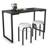 Mesa De Cozinha Bistrô Porto Preto 120cm Com 2 Banquetas Industriais Maviê Branco-preto