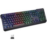 KLIM Chroma Teclado de Jogos Sem Fio Recarregável + Teclado Gamer + Nova Versão 2021