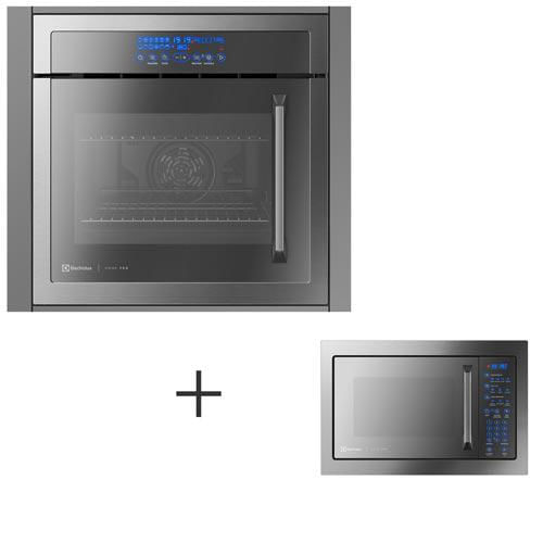 Forno Eletrico De Embutir Electrolux 80 Litros Inox 220v Oe9xt + Micro-ondas De Embutir 34 Litros Inox - 110v - Mx43t