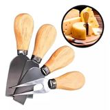 Conjunto Com 4 Peças Cortar Queijo Inox Facas Espátula