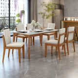 Conjunto Sala De Jantar Mesa Monalisa Com 6 Cadeiras Lady Mel Natural/off White