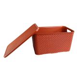 Caixa Organizadora Rattan Tipo Cesto Cor Terracota Com Tampa Capacidade 7 Litros