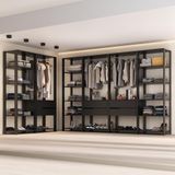 Guarda Roupas Closet Modulado 405cm 6 Peças Com 6 Gavetas E Cabideiros Multimóveis Mp4322 Preto