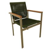 Cadeira Poltrona Amélia Premium Corda Náutica Baços Madeira Para Jardim Jantar Piscina Verde