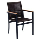 Cadeira Poltrona Amélia Premium Corda Náutica Baços Madeira Para Jardim Jantar Piscina Marrom