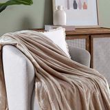 Cobertor Manta Terry Ultrasoft Flannel Queen 2,40m X 2,20m Lisa 01 Peça - Cáqui Sand