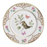 Conjunto Com 6 Pratos Raso Sweet Bird Filete Ouro 29cm