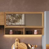 Armário Aéreo De Cozinha Em Mdf Com 1 Porta Em Vidro Reflecta 1,20m Hera Decibal Naturalle