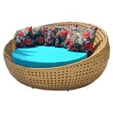 Chaise Sofá Redondo Concha 1,60m Fibra Para Jardim Piscina Nossa Kasa Móveis Palha