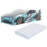 Cama Carro 100% Mdf Infantil Montessoriana Com Colchão Incluso Multimóveis Mp4323 Azul Azul