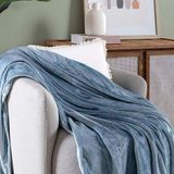 Cobertor Manta Terry Ultrasoft Flannel Queen 2,40m X 2,20m Lisa 01 Peça - Azure Azul