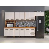 Cozinha Kaike Atenas 12 Portas De Madeira Nature Com Off White