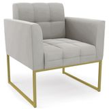 Poltrona Decorativa Base Industrial Dourado Ana Veludo Cinza - Ibiza