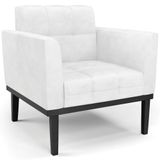 Poltrona Decorativa Base Madeira Preto Ana Sintético Pu Branco - Ibiza