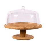 Boleira Em Bambu Com Cúpula E Base Com Pé 27.5cm Ou