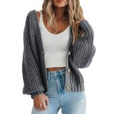 Suéter De Cardigã Feminino Prettygarden, Manga Comprida, Cinza, Acrílico