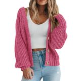 Suéter De Cardigã Feminino Prettygarden, De Malha Grossa, Cinza, Rosa