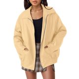 Jaqueta De Couro Automet Oversized Faux Suede Para Mulheres Khaki M