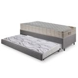 Bicama Box Solteiro Linho Cinza 96x203x28 Cm Com Colchão Airtech Ortobom Molas Ensacadas E Colchão Auxiliar Ecoflex