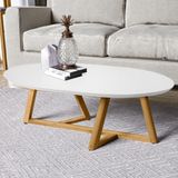 Mesa De Centro Oval Para Sala Manila Branco
