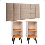 Kit 2 Mesinhas Pequena Charme Off White/cinamomo Jogo Quarto Casal Cabeceira Bia Cama Box King Size 1,95 Bege Suede - Lojas Rpm