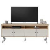 Rack Para Tv Até 65 4 Portas 2 Prateleiras E Nichos Liberty Carvalho Off White