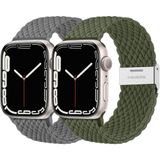 Lerobo 2 Pack Pulseiras Trançadas Solo Loop P- Apple Watch (darkgray-armygreen)