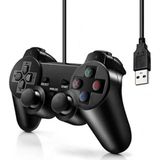 Controle Joystick Ps2 Ps3 Playstation Preto Usb Pc Laptop