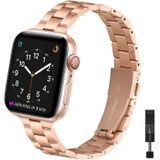 Omiu Thin Band Compatível Com Apple Watch 40mm 38mm 42mm 44mm, Premium Inoxidável Aço Metal Replacement Ajustável Pulseira Ajustável Para Iwatch