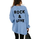 Cardigã Feminino Prettygarden De Malha Grossa Com Frente Aberta Azul