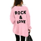 Cardigã Feminino Prettygarden Com Frente Aberta Tricotado Rosa Tamanho L