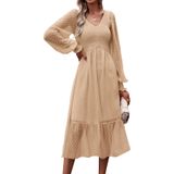 Vestido Feminino Prettygarden Com Decote Em V E Babado Suíço