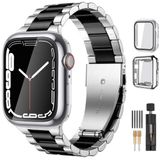 Lerobo Pulseira Inox + 2 Capas P- Apple Watch 38-49mm, Masculino (preto E Prata)