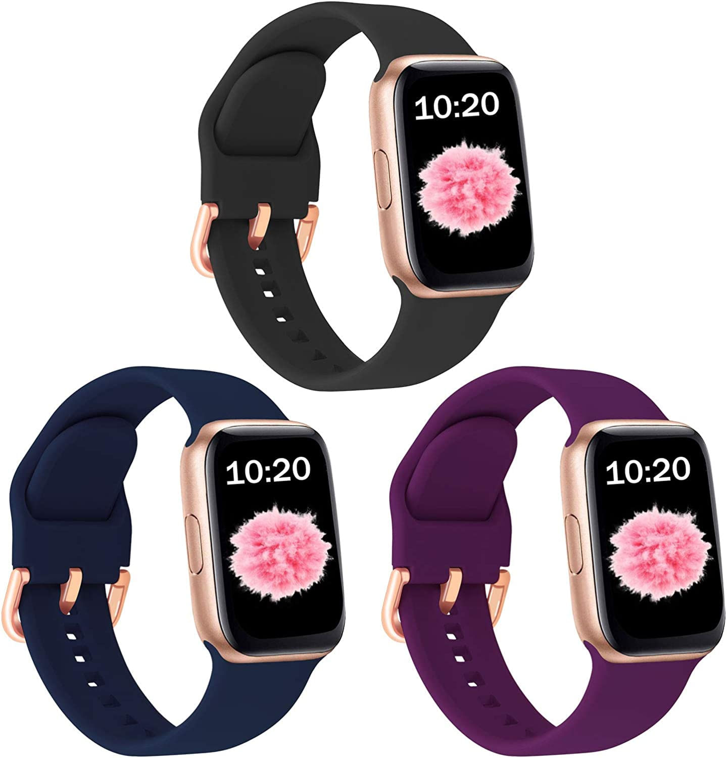 Pulseiras Esportivas Huoguo 3pcs Compatíveis Com Apple Watch 42 Mm 44 Mm 45 Mm Mulheres Homens, Substituição De Pulseira De Silicone Para Iw