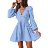 Vestido Faiable Mini Deep Com Decote Em V E Manga Comprida Para Mulheres