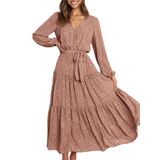 Vestido Maxi Feminino Prettygarden 2024 Com Babados Florais Em Camadas